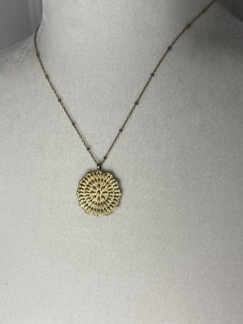 Gorjana Mosaic Coin Necklace with Beaded Chain Gold Tone